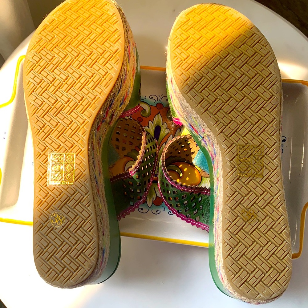 Spring Step Green and Orange Sandals - Picture 5 of 7